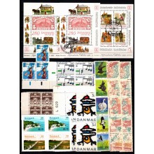 Danmark - Planche med forskellige femstriber, Miniark og hæftemærker - Frimærke - Stemplet/Postfrisk.